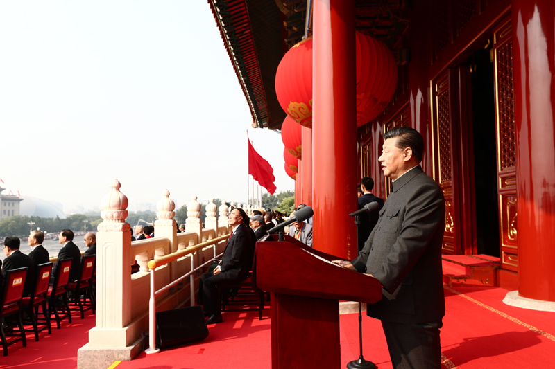 10月1日上午，慶祝中華人民共和國成立70周年大會在北京天安門廣場隆重舉行。中共中央總書記、國家主席、中央軍委主席習近平發(fā)表重要講話。