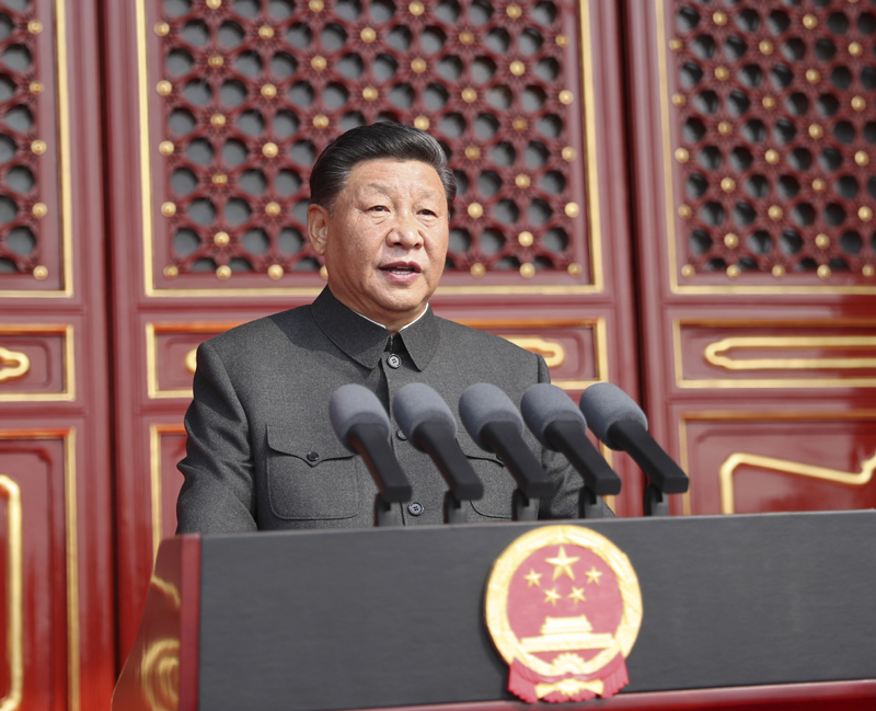 10月1日上午，慶祝中華人民共和國成立70周年大會在北京天安門廣場隆重舉行。中共中央總書記、國家主席、中央軍委主席習近平發(fā)表重要講話。